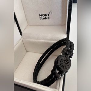 Montblanc Woven Leather & Stainless Bracelet -  Street Style Tokyo - Black